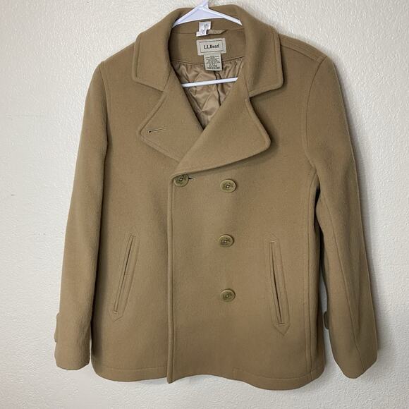 L. L. Bean Womens Classic Lambswool Peacoat - Size 6 Petite In Camel Tan - Picture 2 of 9